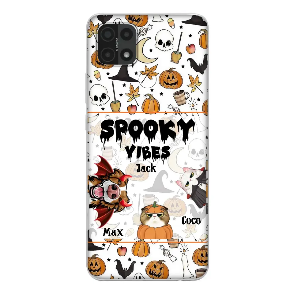 Personalized Halloween Pet Phone Case - Up to 3 Pets - Gift Idea For Dog/Cat Owners - Spooky Vibes - Case for Oppo/Xiaomi/Huawei
