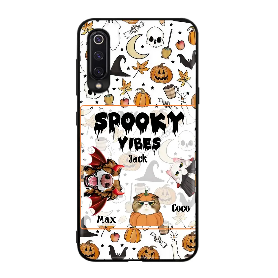 Personalized Halloween Pet Phone Case - Up to 3 Pets - Gift Idea For Dog/Cat Owners - Spooky Vibes - Case for Oppo/Xiaomi/Huawei