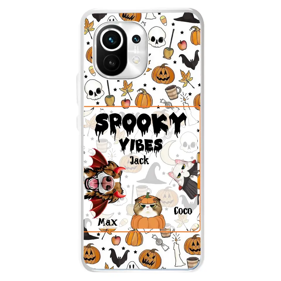 Personalized Halloween Pet Phone Case - Up to 3 Pets - Gift Idea For Dog/Cat Owners - Spooky Vibes - Case for Oppo/Xiaomi/Huawei