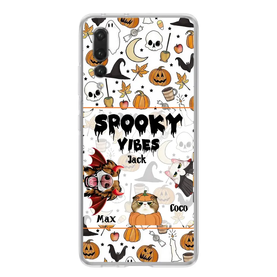 Personalized Halloween Pet Phone Case - Up to 3 Pets - Gift Idea For Dog/Cat Owners - Spooky Vibes - Case for Oppo/Xiaomi/Huawei
