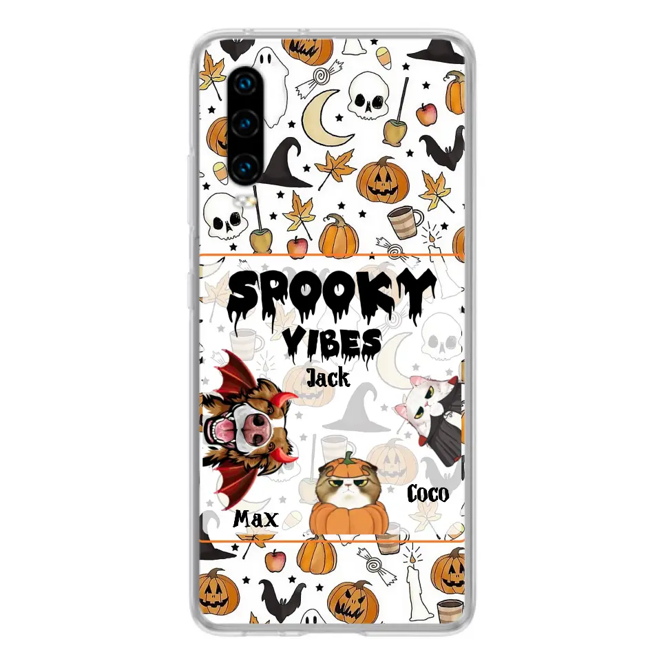 Personalized Halloween Pet Phone Case - Up to 3 Pets - Gift Idea For Dog/Cat Owners - Spooky Vibes - Case for Oppo/Xiaomi/Huawei
