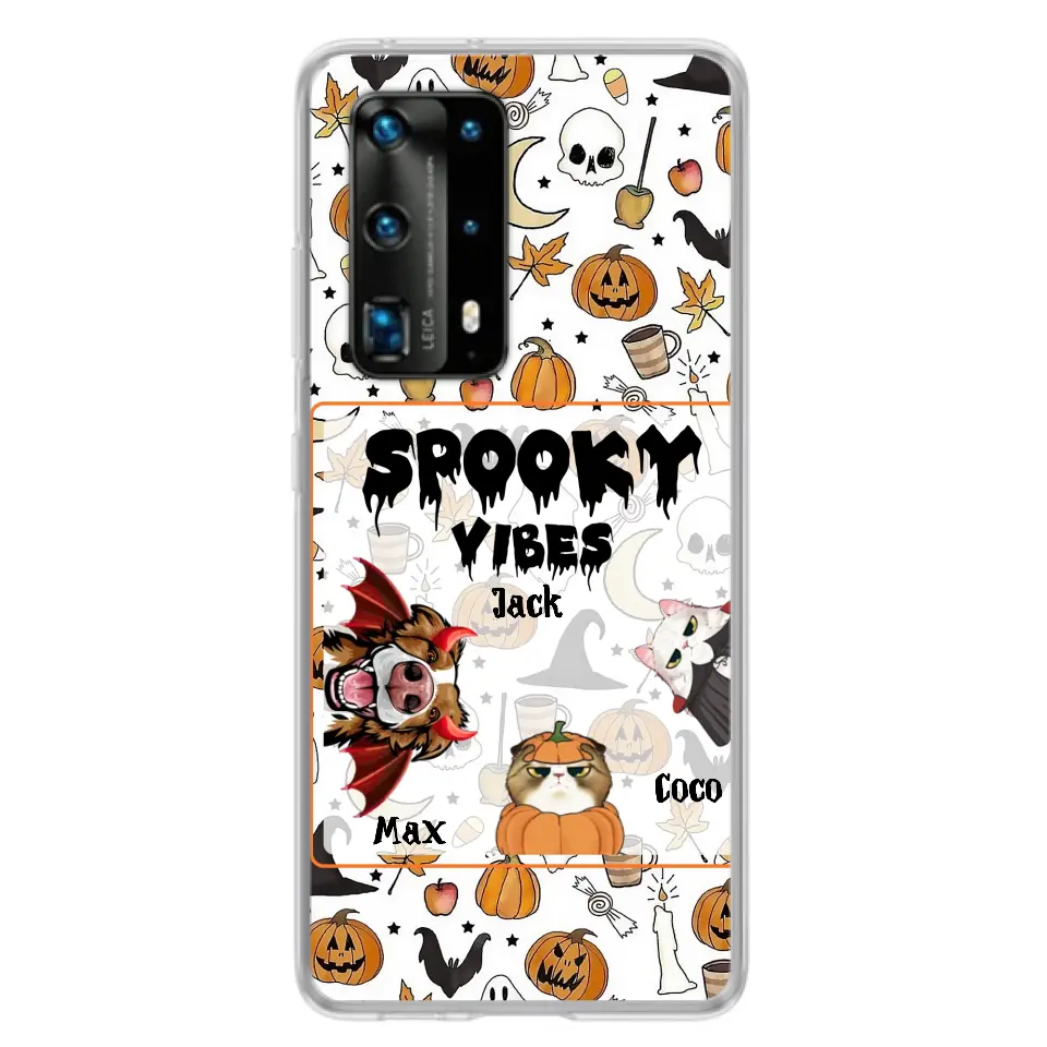 Personalized Halloween Pet Phone Case - Up to 3 Pets - Gift Idea For Dog/Cat Owners - Spooky Vibes - Case for Oppo/Xiaomi/Huawei