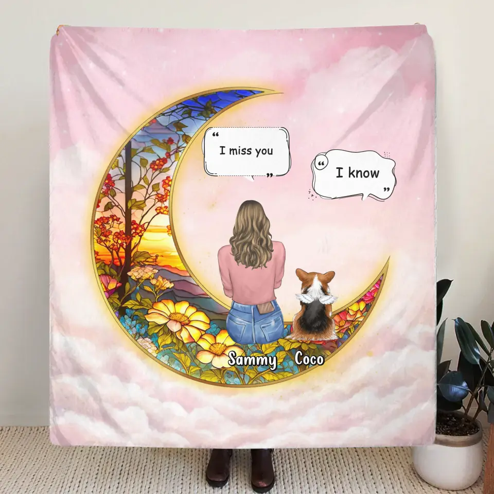 Personalized Memorial Pet Fleece Throw Blanket/Quilt - Up to 3 Dogs/Cats/Rabbits - Memorial Gift Idea for Pet Owners