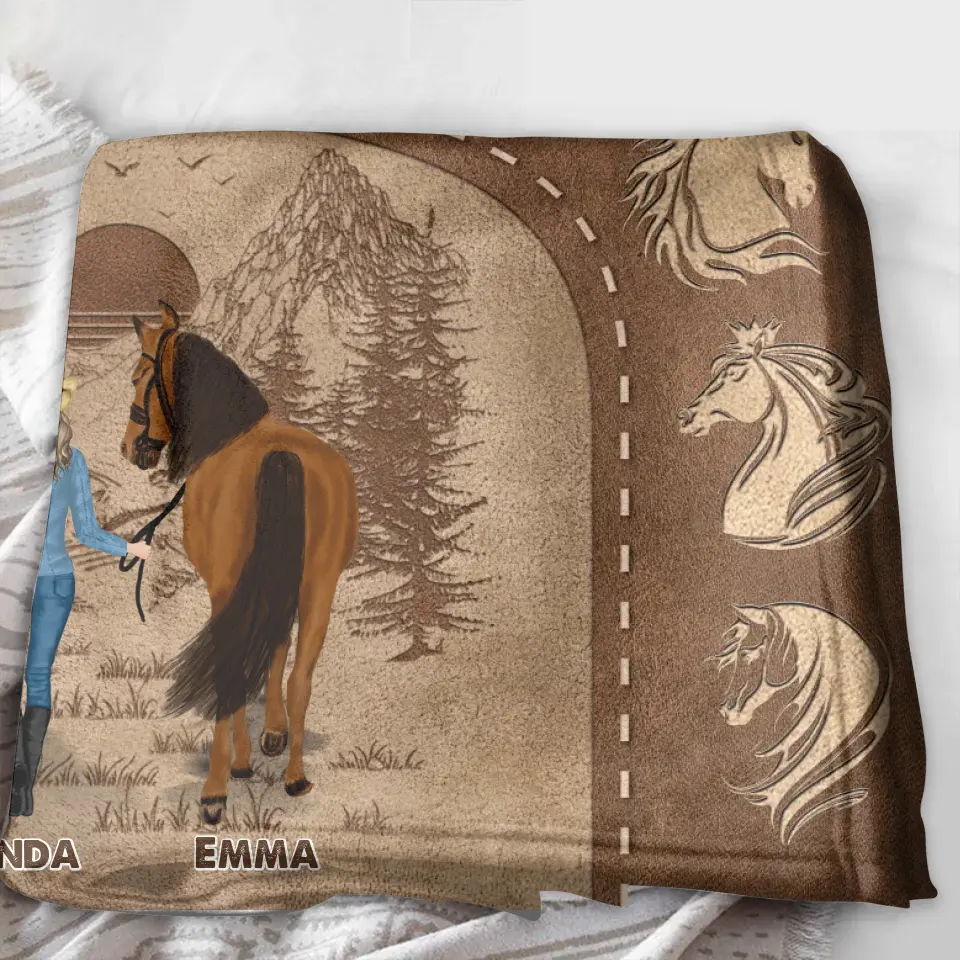 Personalized Horse Girl Quilt/Fleece Throw Blanket - Up to 4 Horses - Gift Idea For Horse Lover - Just A Girl Who Loves Horses