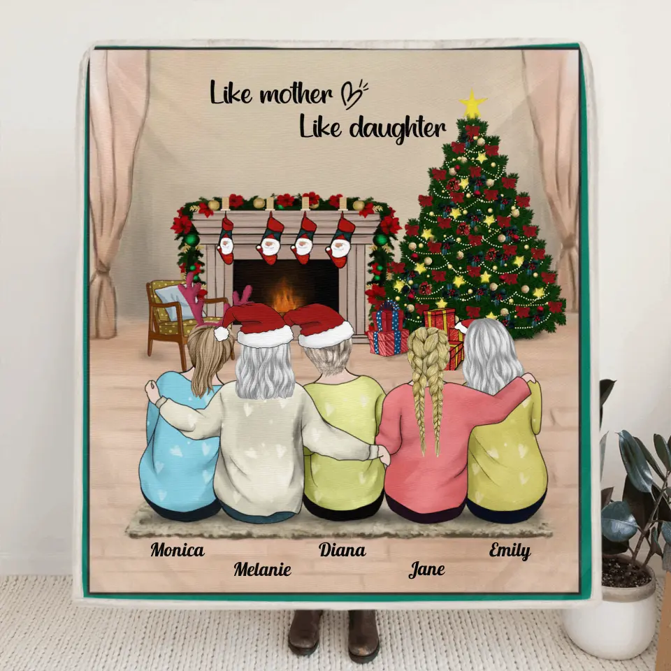 Personalized Single Mom and Kids Quilt/Fleece Blanket - Christmas Gift for Family, Single Mom - Up to 4 Kids