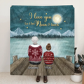 Personalized Grandma & Grandkids Fleece Throw Blanket/Quilt - Gift Idea For Grandma - Up To 6 Grandkids - I Love You To The Moon & Back