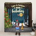 Personalized Christmas By Window Quilt/Fleece Blanket - Man/Woman/Couple With Up to 3 Kids, 4 Pets - Best Gift For Christmas - Life Is Better With Furbabies
