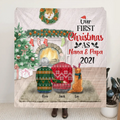 Personalized First Christmas As Nana & Papa Quilt/Fleece Blanket - Couple With Up to 4 Pets - Christmas Gift For Dog/Cat Lover