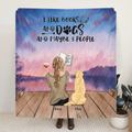 Personalized Dog Book Mom Quilt/Fleece Blanket/Pillow Cover - Woman With Up to 4 Dogs - Best Gift For Dog Lover - I Like Books And Dogs
