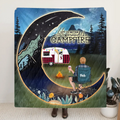 Personalized Night Camping Moon Quilt/Fleece Blanket - Man/Woman/Couple/ Parents With Up to 3 Kids And 5 Pets - Gift For Camping Lover - Life Is Better Around The Camfire