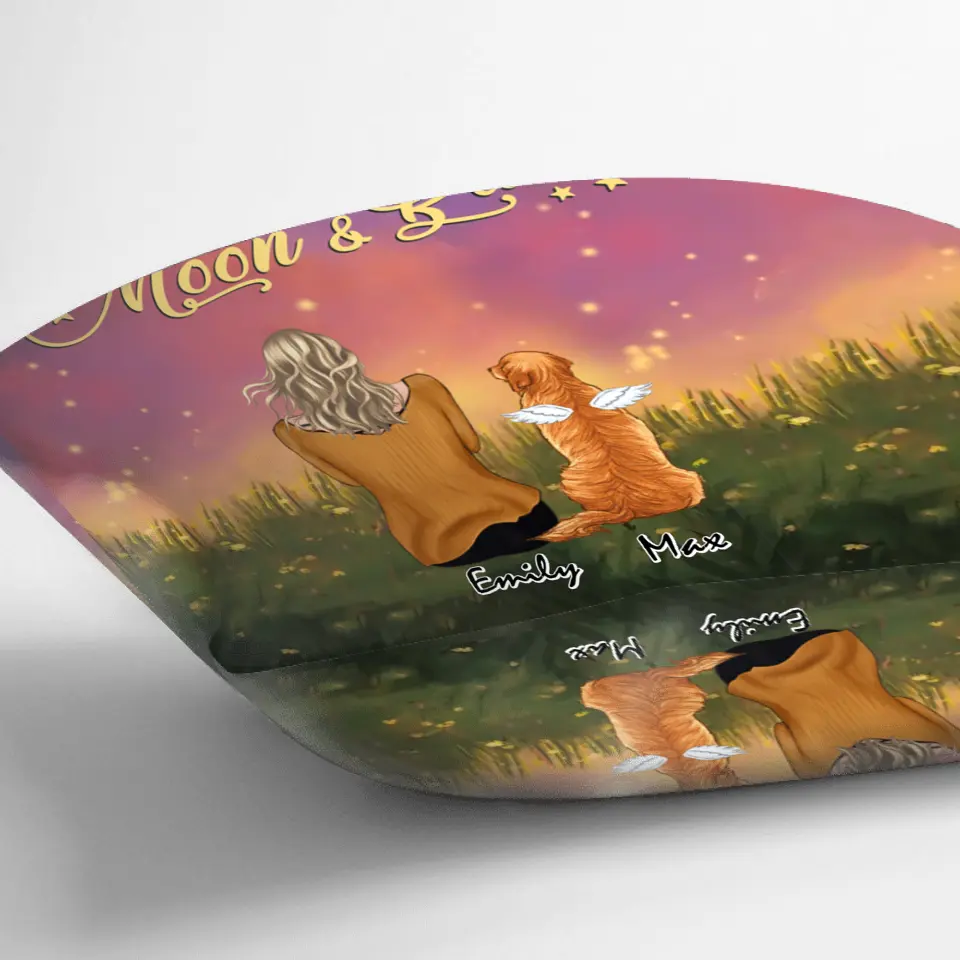 Personalized Pet Mom Pillow Cover/Quilt/Fleece Blanket - Up to 6 Pets - Gift Idea For Dog/Cat lover -  I Love You To The Moon And Back