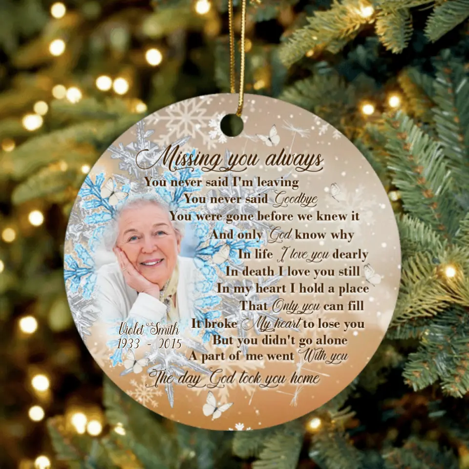 Personalized Remembrance Ornament - Memorial Gift - Missing You Always - GTWDM6