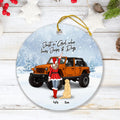 Personalized Christmas Off-road Girl Circle Ornament - Girl With Up to 4 Pets - Christmas Gift For Dog/ Cat Lover - Just A Girl
