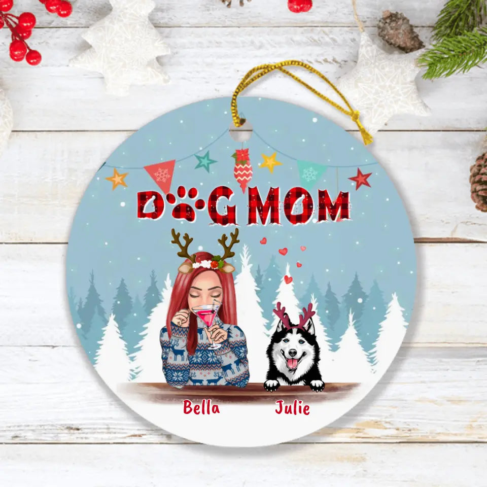 Personalized Pet Mom Xmas Ornament - Up to 4 Pets - Best Gift For Dog/Cat Lover - 2T7CRT