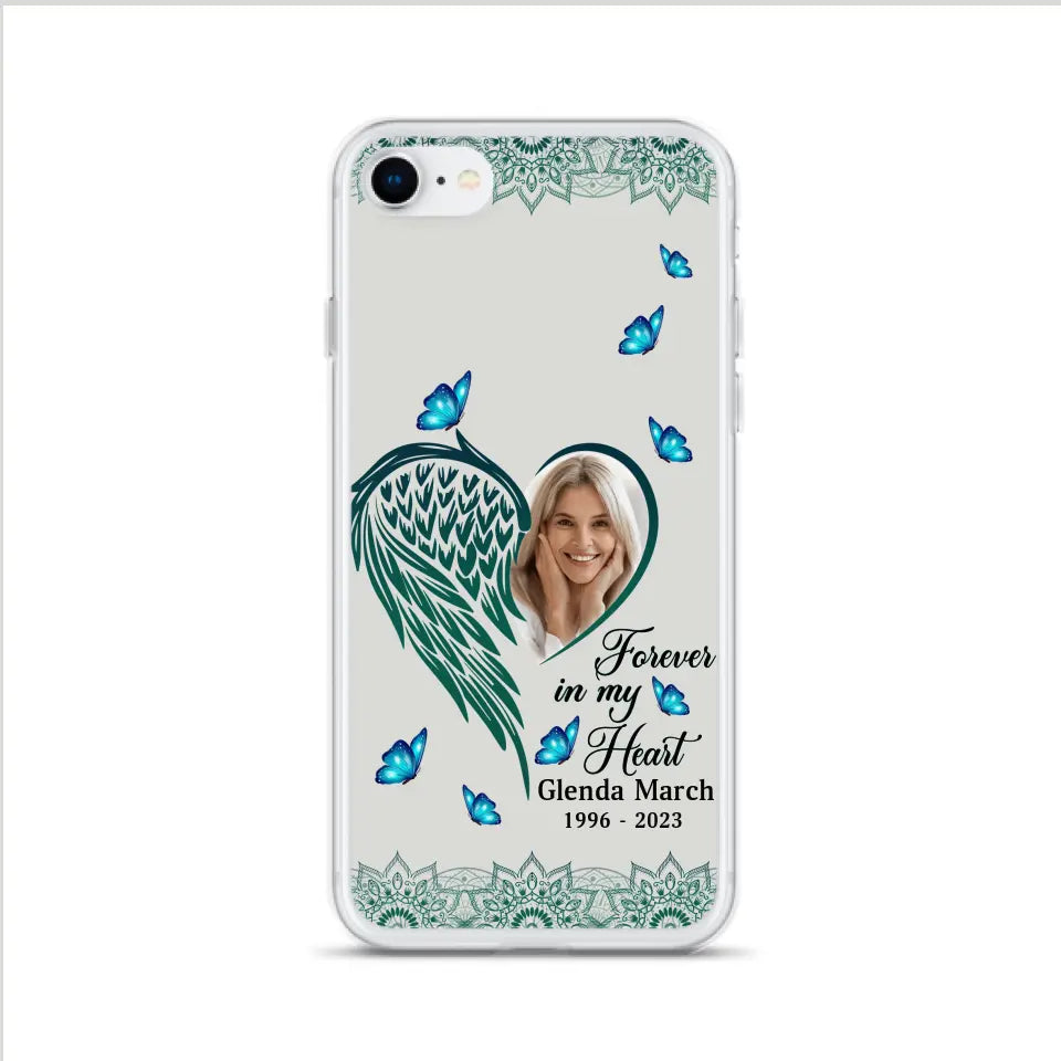 Custom Personalized Memorial Wing Heart Phone Case - Memorial Gift Idea For Family - Case For iPhone/Samsung - Forever In My Heart