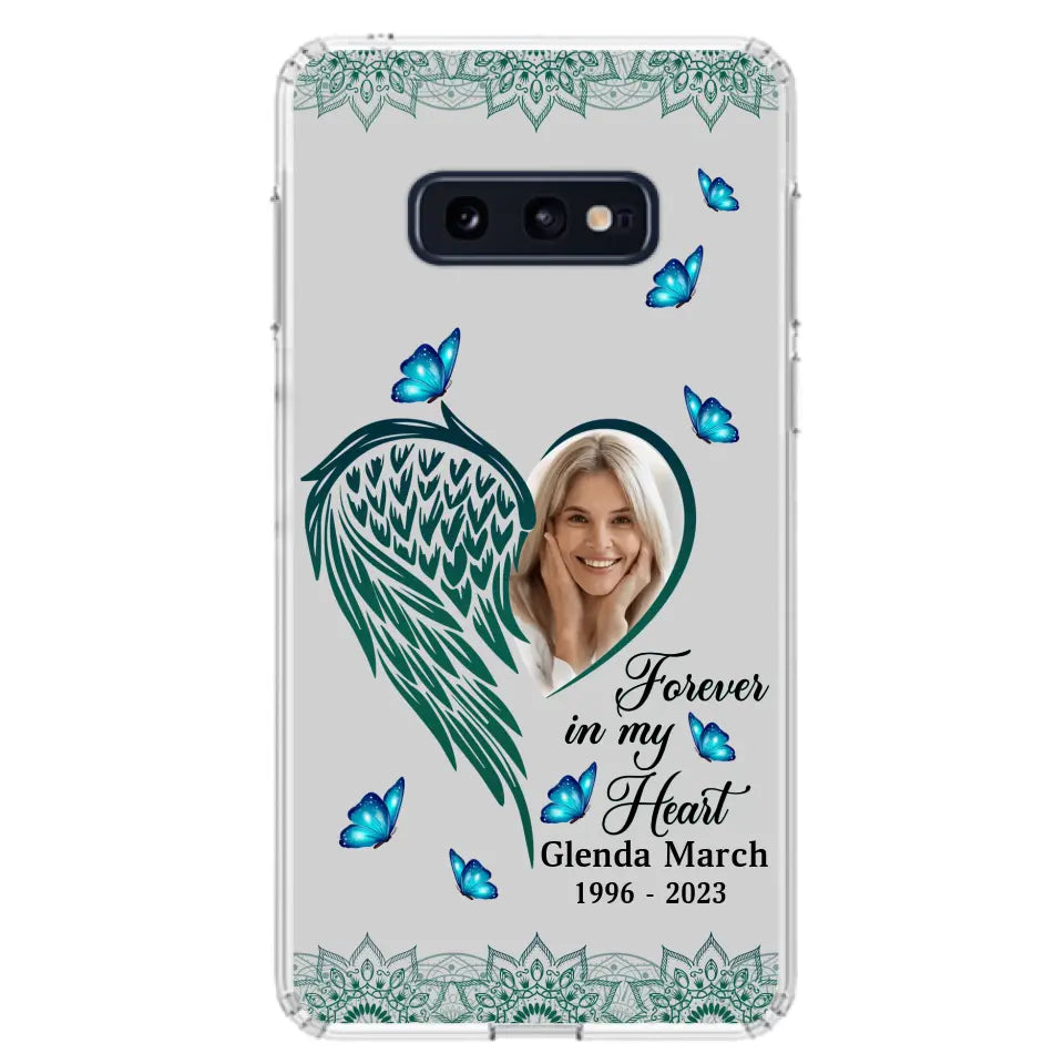 Custom Personalized Memorial Wing Heart Phone Case - Memorial Gift Idea For Family - Case For iPhone/Samsung - Forever In My Heart