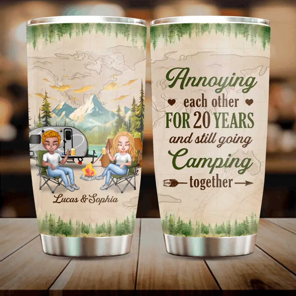 Personalized Camping Couple Tumbler - Gift Idea For Camping Lover/Couple - Annoying Each Other For 20 Years And Still Going Camping Together