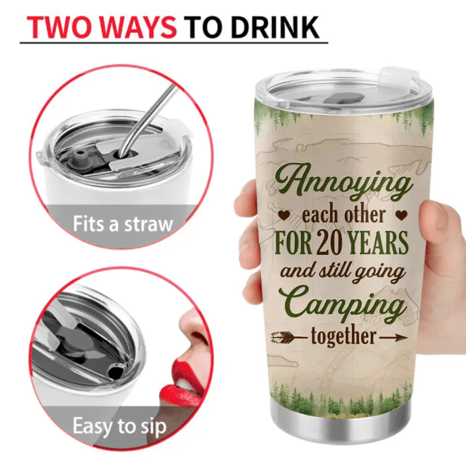 Personalized Camping Couple Tumbler - Gift Idea For Camping Lover/Couple - Annoying Each Other For 20 Years And Still Going Camping Together
