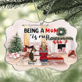 Personalized Dog Mom/Dad Rectangle Acrylic Ornament - Gift Idea For Dog Lovers - Man/Woman/Couple With Up to 4 Dogs - Being A Mom Is Ruff