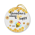 Personalized Bees Circle Ornament - Gift Idea For Christmas - Grandma's Reasons To Bee Happy