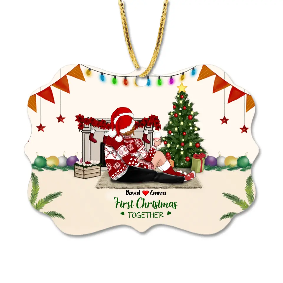 Personalized Couples Christmas Rectangle  Ornament - Gift Idea For The Whole Couples - First Christmas Together