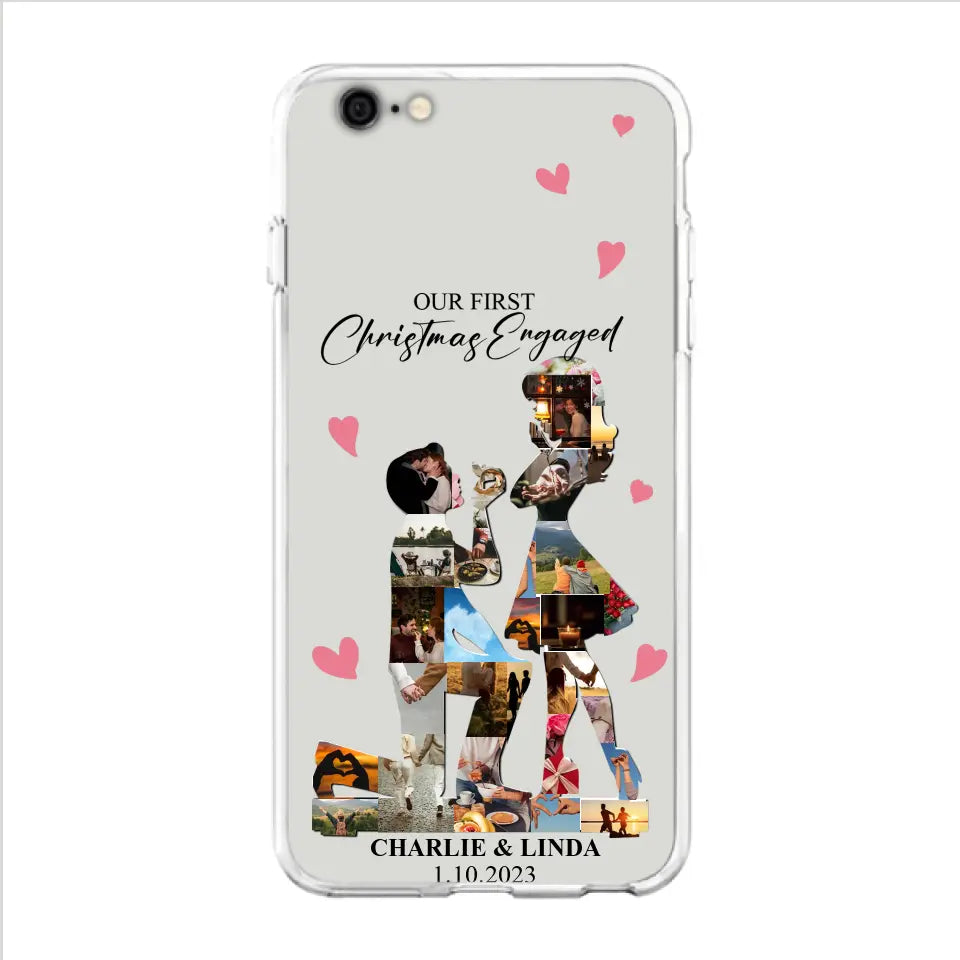 Custom Personalized Couple Photo Phone Case - Gift Idea For Couple/Him/Her - Upload Photo - Case For iPhone/Samsung - Our First Christmas Engaged