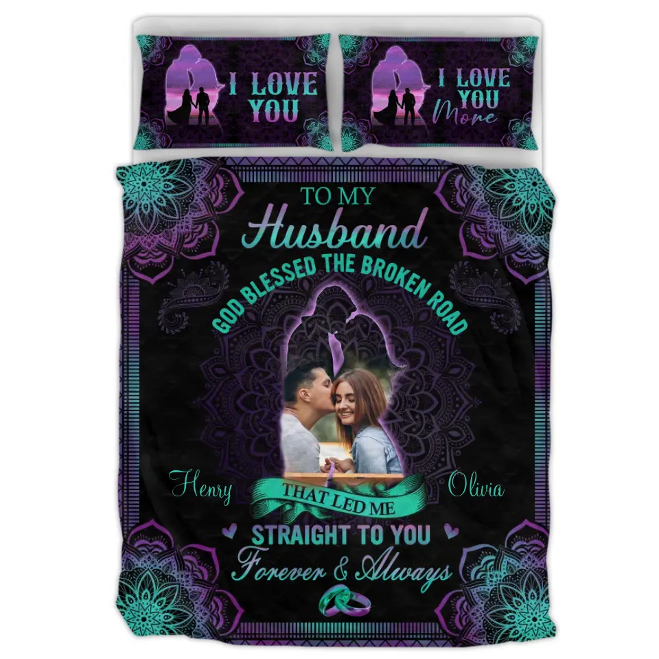 Personalized Couple Quilt Bed Sets - Gift Idea For Him/Her - Upload Photo - To My Husband