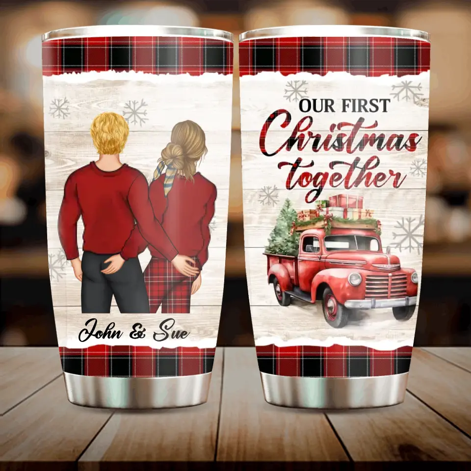 Personalized Christmas Couple Tumbler - Gift Idea For Couple/Him/Her - Our First Christmas Together