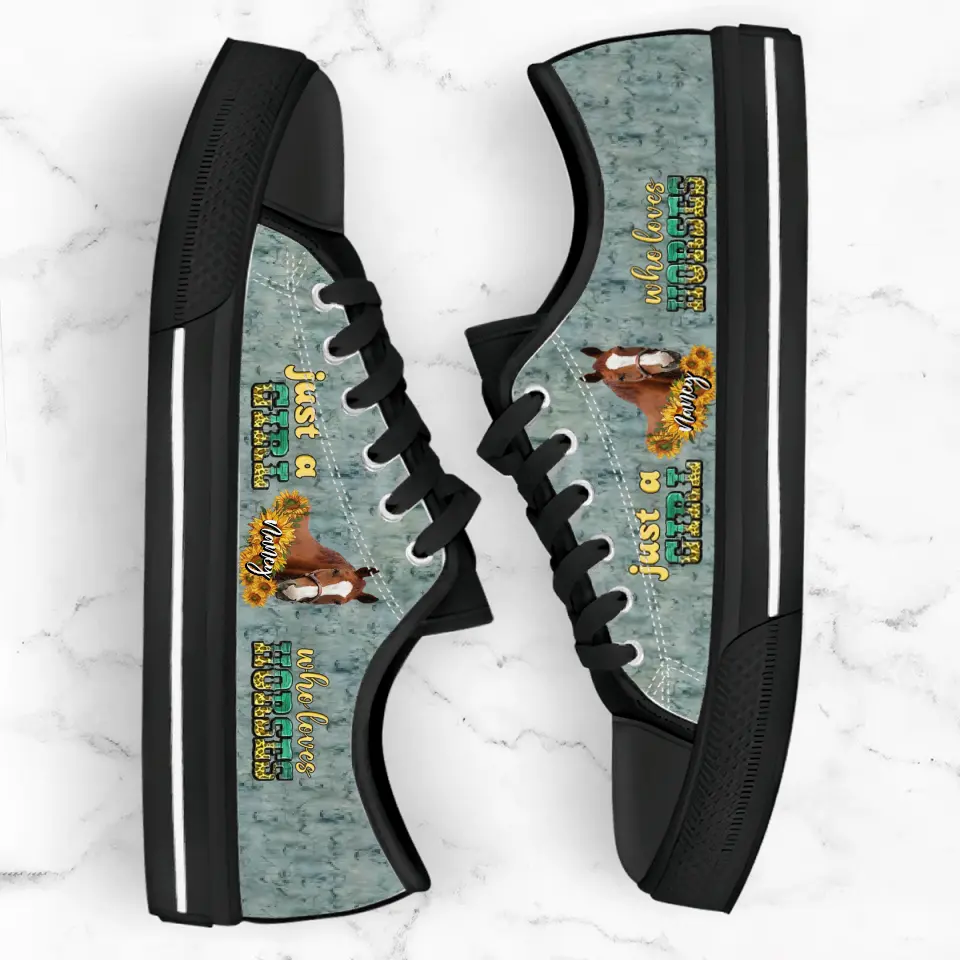 Personalized Horse Photo Canvas Sneakers - Gift Idea for Horse Lovers - Just A Girl Who Loves Horses