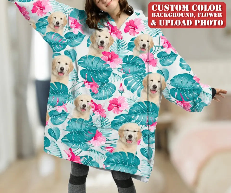 Personalized Dog Photo Blanket Hoodie - Upload Photo - Gift Idea For Dog Lover