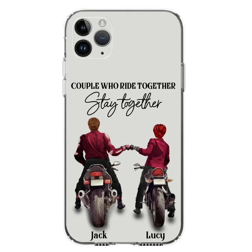 Personalized Riding Couple Phone Case - Gift Idea For Couple/Valentines Day/Her/Him - Couple Who Ride Together Stay Together - Case For Iphone/Samsung
