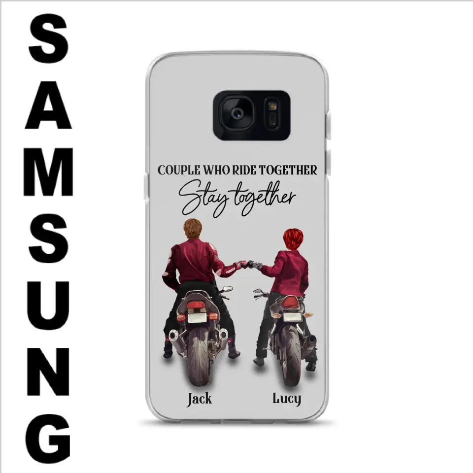 Personalized Riding Couple Phone Case - Gift Idea For Couple/Valentines Day/Her/Him - Couple Who Ride Together Stay Together - Case For Iphone/Samsung