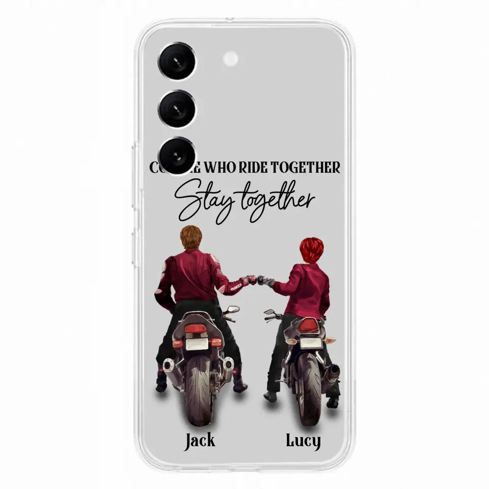 Personalized Riding Couple Phone Case - Gift Idea For Couple/Valentines Day/Her/Him - Couple Who Ride Together Stay Together - Case For Iphone/Samsung