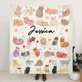 Custom Cute Cat Fleece Throw Blanket/Quilt/Pillow Cover - Gift Idea For Cat Lovers