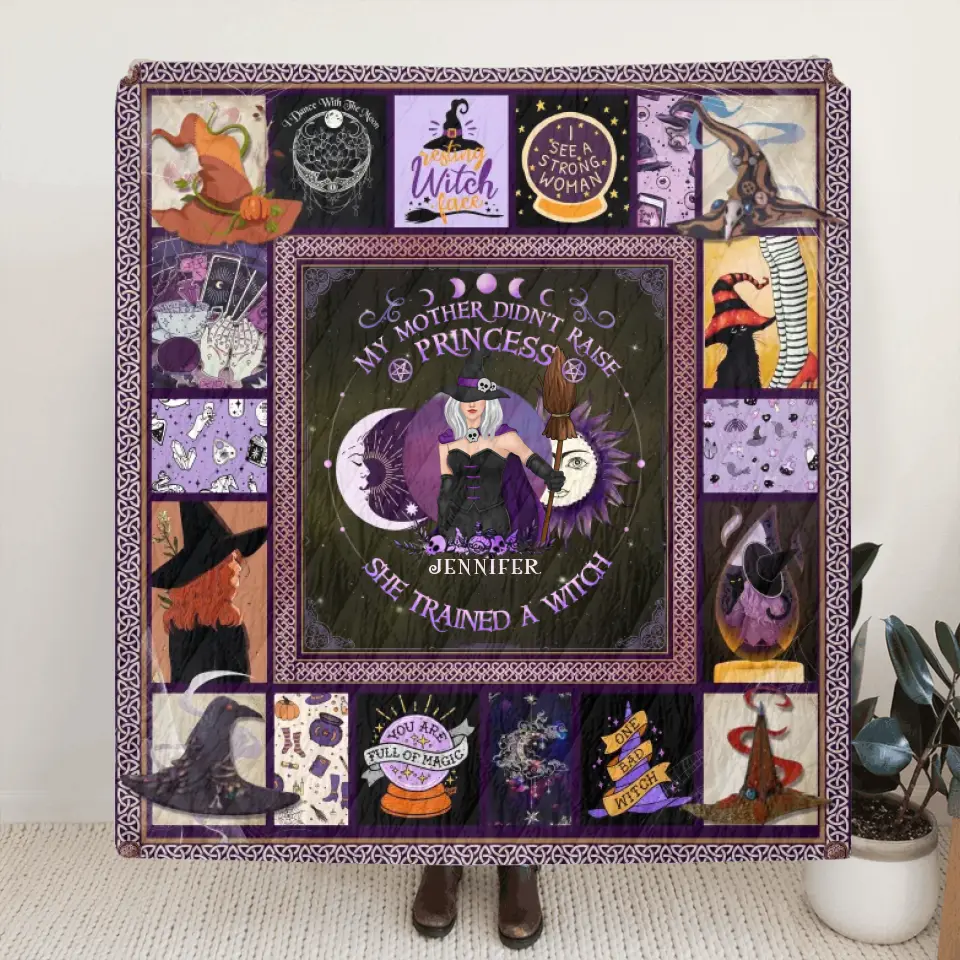 Personalized Witch Quilt/Fleece Blanket/Pillow Cover - Halloween Gift Idea For Witch Lovers - Remember Whose Daughter You Are