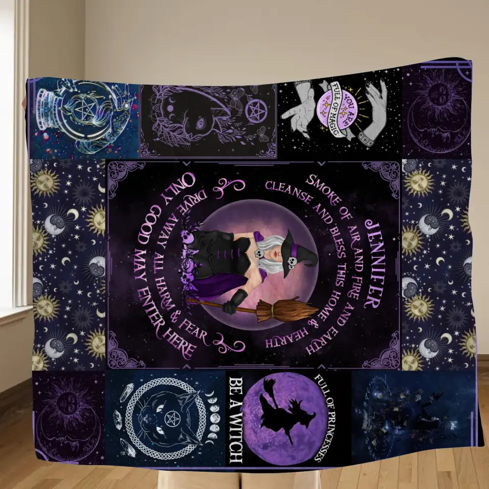 Personalized Witch Quilt/Fleece Blanket - Halloween Gift Idea For Witch Lovers - Smoke Of Air And Fire