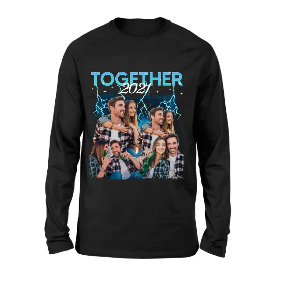 Personalized Couple Together T-Shirt/Long Sleeve/Sweatshirt/Hoodie - Upload Photos - Gift Idea For Couple