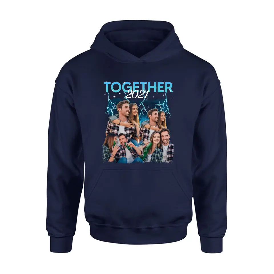 Personalized Couple Together T-Shirt/Long Sleeve/Sweatshirt/Hoodie - Upload Photos - Gift Idea For Couple