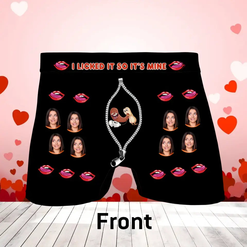 Personalized Funny Men's Boxer Briefs - Gift Idea To Husband/Boyfriend/Him - I Licked It So It's Mine