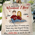 Personalized Couple Fleece Throw Blanket/Quilt Blanket - Gift Idea For Couple/Him/Her/Valentine's Day - To The Beautiful Woman I Love