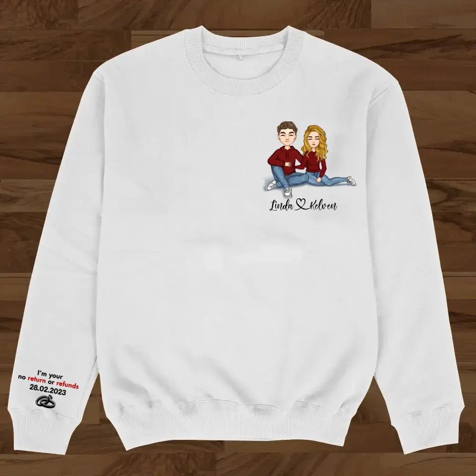 Personalized Couple Sweater - Anniversary/Christmas/Valentine's Day Gift Idea For Couple/Him/Her - I'm Your No Return Or Refunds
