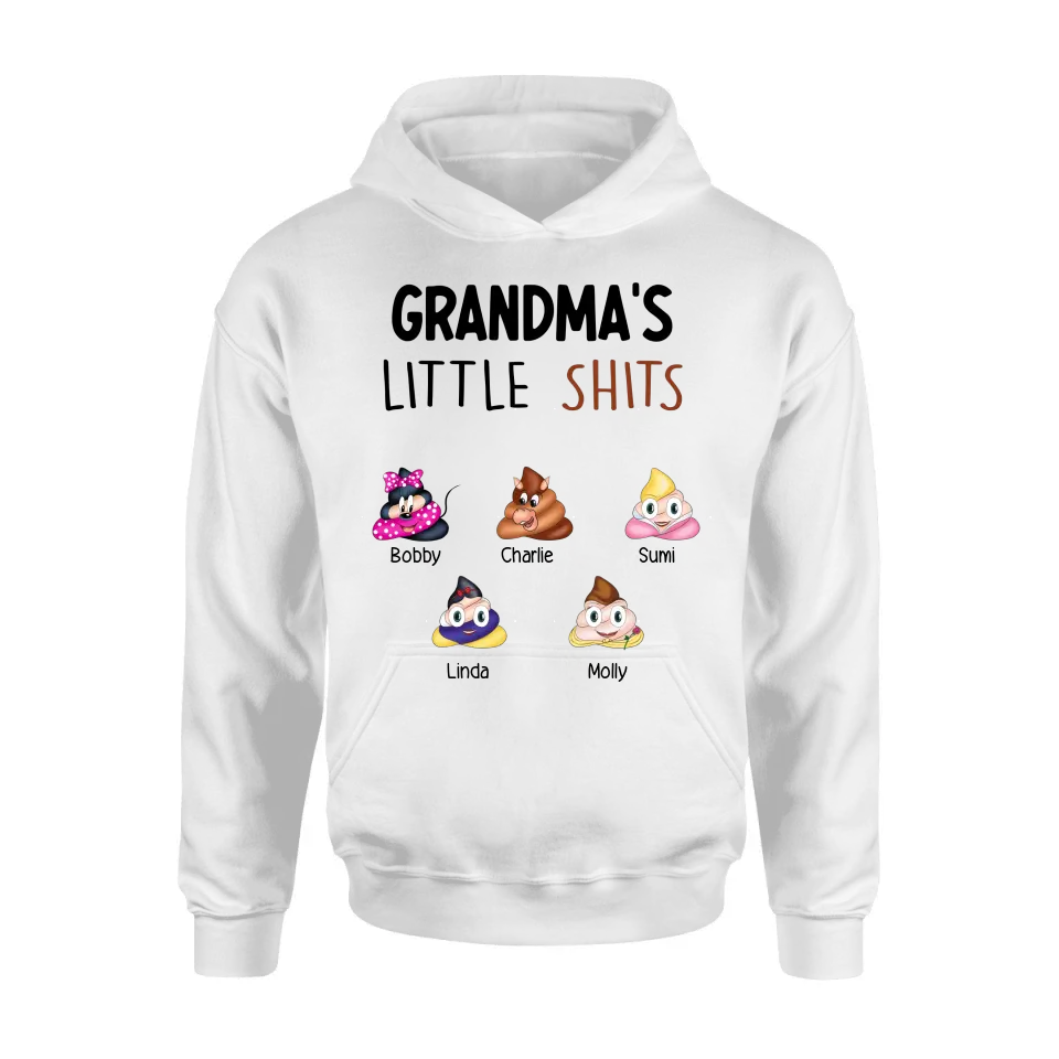 Personalized Funny Shirt/Hoodie - Gift Idea For Mom/Dad/Grandpa/Grandma - Up to 5 Kids - Grandma's Little Shits