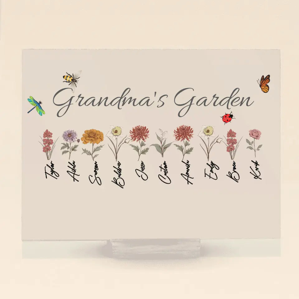 Personalized Grandma's Garden Acrylic Plaque - Mother's Day Gift Idea For Grandma/Mother - Up to 10 Kids