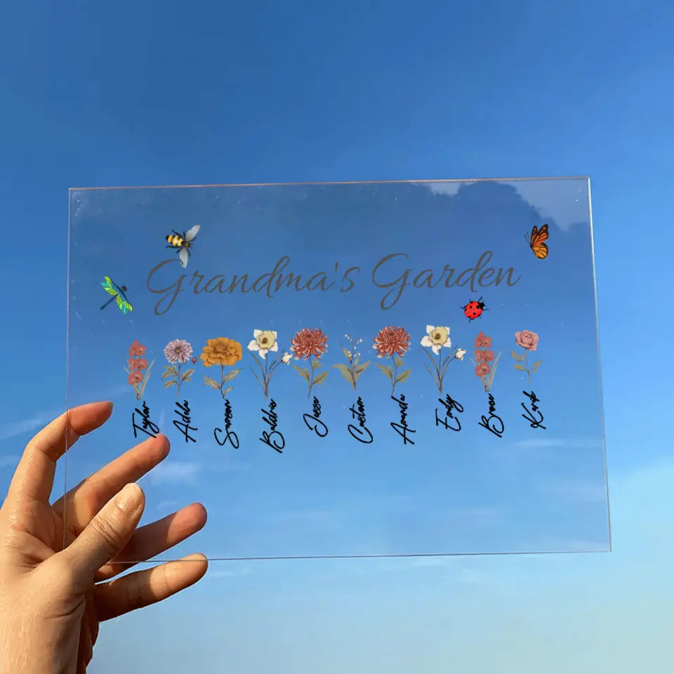 Personalized Grandma's Garden Acrylic Plaque - Mother's Day Gift Idea For Grandma/Mother - Up to 10 Kids