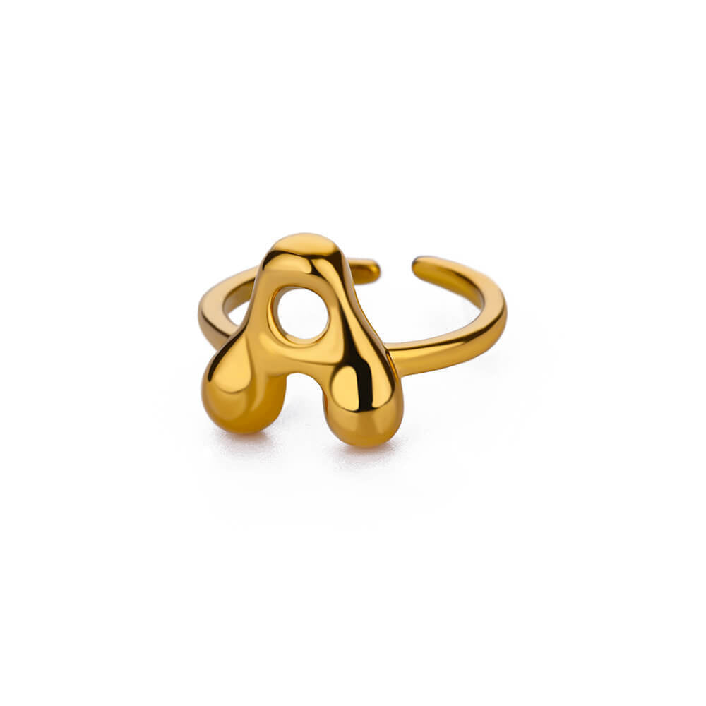 Cute Bubble Letters Ring Gold 18K Gold Plated Ring