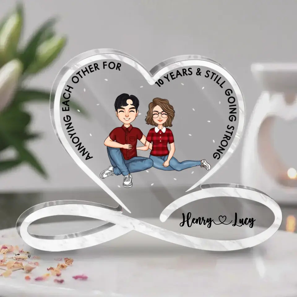 Personalized Couple Acrylic Plaque - Anniversary Gift for Wife/Husband/Couple - Annoying Each Other & Still Going Strong