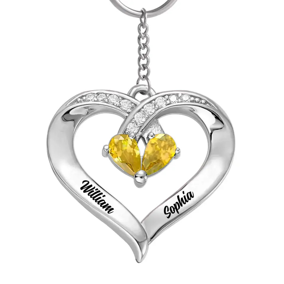 Personalized Heart Shape Acrylic Keychain - Anniversary/Birthday/Valentine's Day Gift Idea For Couple/Him/Her