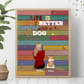 Personalized Pet Mom Poster - Woman With Up to 4 Pets - Best Gift For Cat/Dog Lover - Life Is Better With Dogs