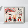 Personalized Couple Poster - Up to 5 Dogs - Gifts for Couples - Happy Valentine's Day