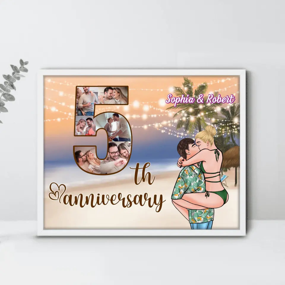 Custom Personalized Couple Photo Poster - Anniversary Gift Idea for Couple